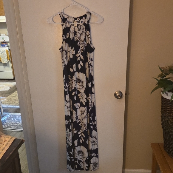 Anne Klein Black and White Halter Maxi Dress - Picture 1 of 1